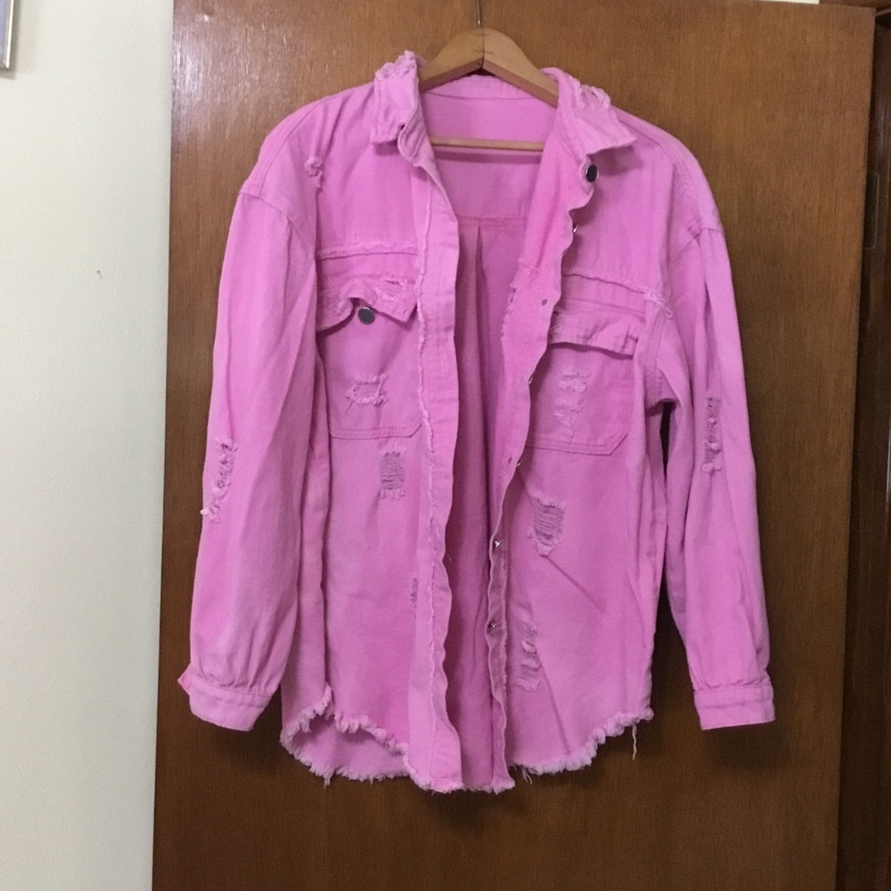 Pink Distressed Women's Jacket